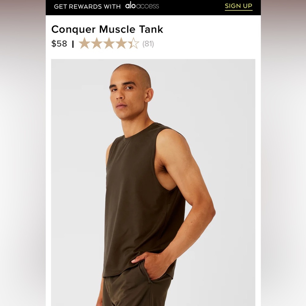 Alo Yoga brown conquer muscle tank top 
size large , brand new with tag